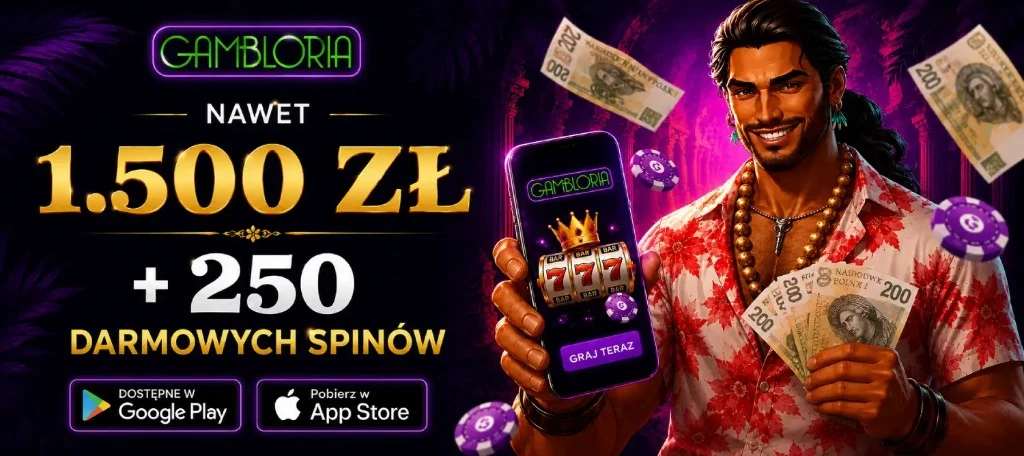Gambloria Casino App: do 1.500 zł + 250 darmowych spinów