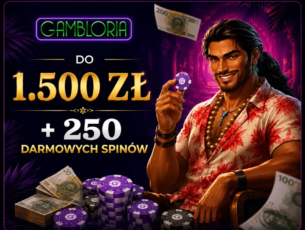 Pakiet powitalny Gambloria Casino: do 1.500 zł + 250 darmowych spinów